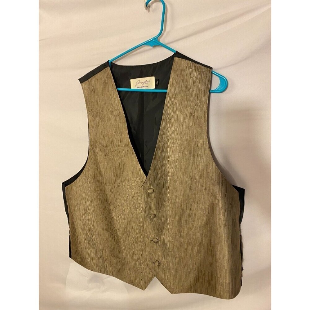 Jean‎ Yves Paris Men’s  Button Up Formal Vest Brown Black Size XL Preppy Glam
